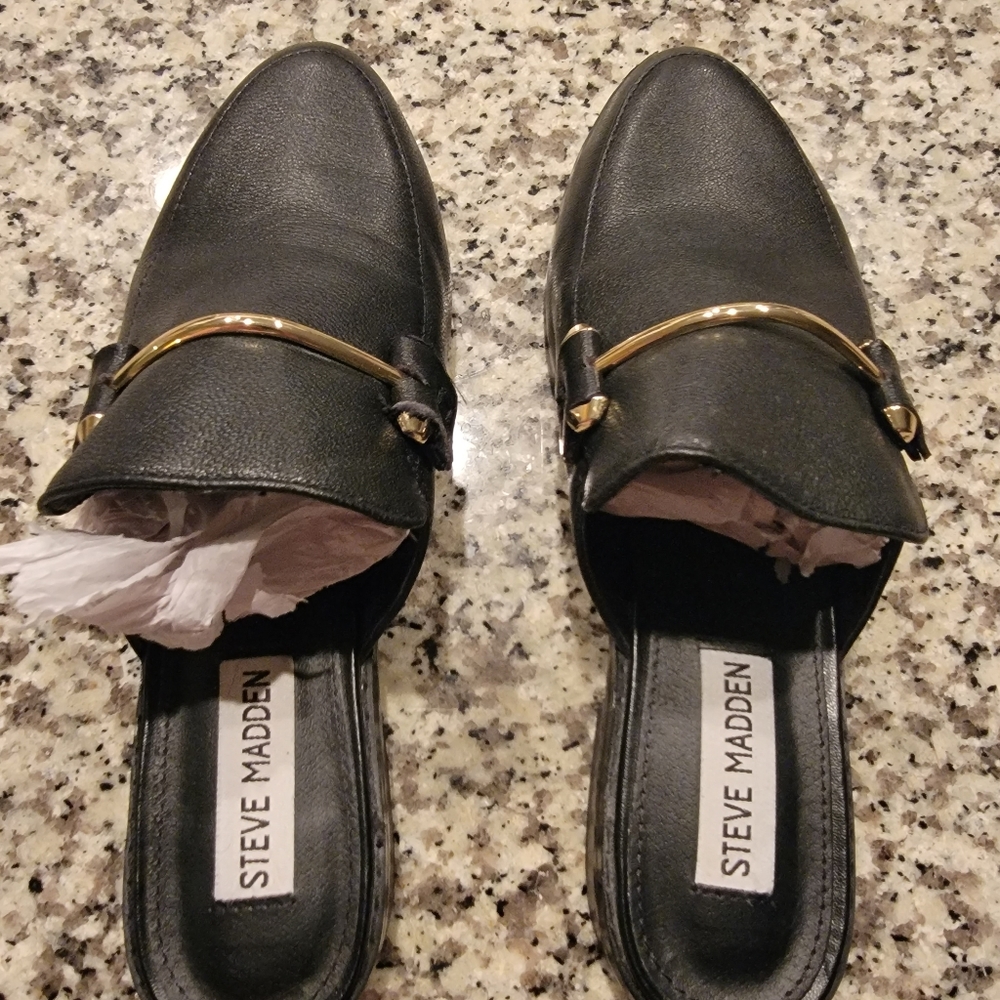 Steve Madden Kandi Black Leather Slides